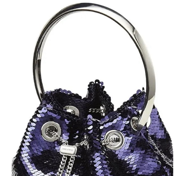 NWT Jimmy Choo Sequined Micro Bon Bon Ink Blue - Picture 4 of 12